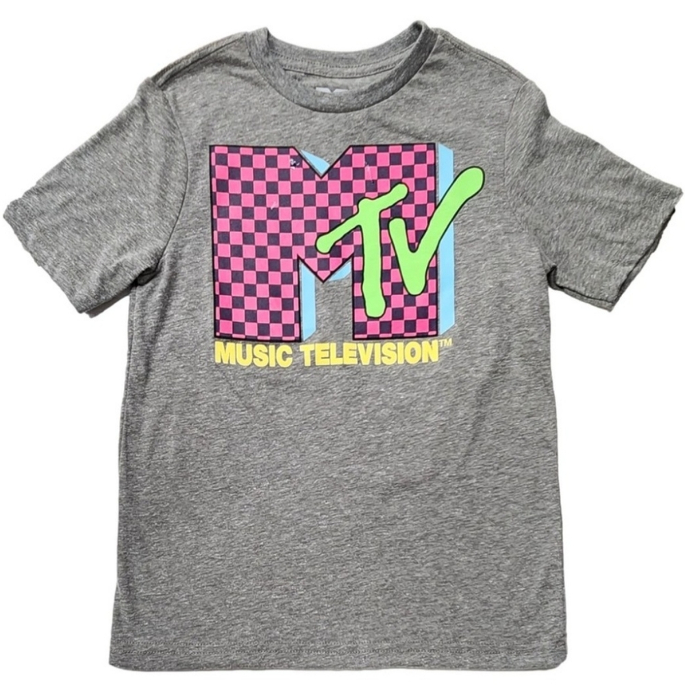 MTV Music Television  Graphic Retro Logo Short Sleeve Tshirt Gray, Youth S (6/7)